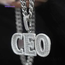 moissaniteCadermay Baguette Diamond Custom Pendant With Fashion Chain Trending VVS Moissanite Customized Name Silver 925 Necklace