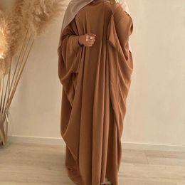 Casual Dresses Muslim Women's Hijab Dress Prayer Clothes Bat Wing Robe Islamic Dubai Arabian Turkish Saudi 2023 Latest Style