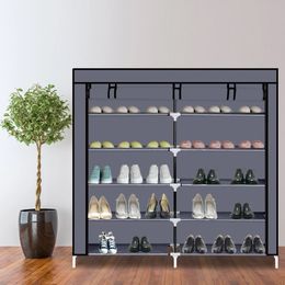 Storage Boxes Bins 7 Tiers Portable Shoe Rack Closet Fabric Cover Organiser Cabinet Grey 231218