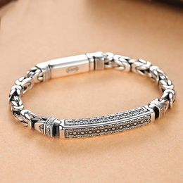 Bangles Hx New Sier Jewelry Men's Bracelet Personality Peace Pattern Retro Hipster Key Pattern Gift Accessory Couple Bracelets