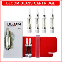 Bloom Vape Cartridge Pen Ceramic Coil Atomizers 510 Thread Cartridges E Cigarette 1.0ml 0.8ml Empty Thick Oil Cart Flat Tip Vaporizer with Packaging Tube and Sticker