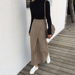 Skirts Women Plated Knitted Long Skirt Fall Winter Thick Warm Vintage A Line High Waist Midi Skirt Female 231218