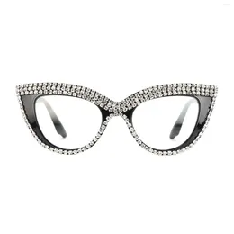 Sunglasses Fashion Cat Eye Anti Blue Reading Glasses For Women Rhinestone Frame Presbyopia Crowd Readers