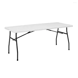 Camp Furniture 6 Foot Premium Fold-in-Half Table White Granite Folding Camping Portable Tables Tourist Foldable Outdoor Hiking