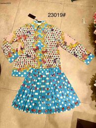 luxurious women two piece suit Button lapel shirt high quality pattern fashion high waisted long skirt Dec 18