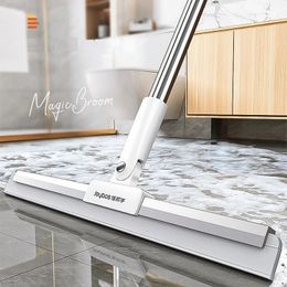 Vacuums Joybos Magic Broom Silicone Scrape Bathroom Scraper Hair Dust Clean Tool 180 Rotation 100cm Extended Pole Household Kitchen Use 231218