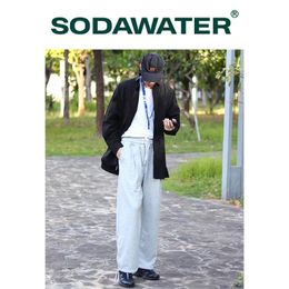 Pants SODAWATER Harajuku Mens Cotton Sweatpant 2021 New Loose Fit Korean Style Grey Sweatpant Men Elastic Waist Casual Pants 3259W
