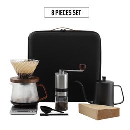 Mugs Portable Camping Manual Coffee Grinder Maker filter pot V600 Drip Pour Over Tea Sets With Travel Box Coffeeware y231216
