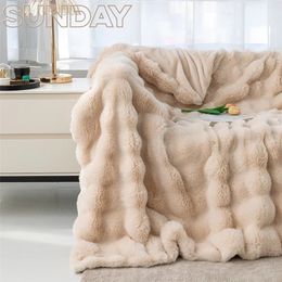 Blanket Imitation Rabbit Fur Plush Blanket Winter Warmth Super Comfortable Blanket Bed Luxury Warm Sofa Cover High Quality Throw Blanket 231216