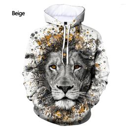 Men's Hoodies 2023 Loose The Fashion Animal Lion 3D-printed Hoodie Is Unisex Casual Long Sleeve Sport Children's Hood