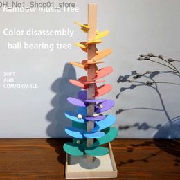 Sorting Nesting Stacking toys Colorful Tree Marble Ball Run Track Building Blocks Montessori Kids Wooden Toys Learning Educational for Children 3 Years Q231218