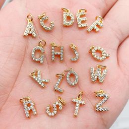 Charms 3pcs/lot 8x8mm Brass Jewellery Cubic Zirconia Crystal 26 Letter Pendants For Women Necklace Earring Jewellery Accessories