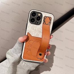 luxury Designer Phone Case for iPhone 15 Pro Max 14Promax 11 12 13 promax Xr Xs Printed letter leather phone cover Wrist Strap Shockproof Fashion Cell Phonecase