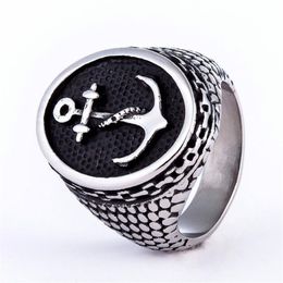 Fashion Punk Jewelry 316l Stainless Steel Knuckles Anchor Mens Rings For Men Titanium Biker Silver Skull Ring Men262u