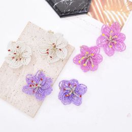 Dangle Earrings Rice Bead Originality Hand Knitting Three-dimensional Flower Fashion Simple Bohemia Alloy Beaded