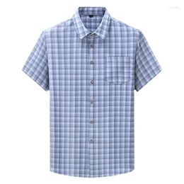 Men's Casual Shirts Arrival Suepr Large Summer Fashion Square Neck Chequered Short Sleeve Shirt Plus Size LXL2XL3XL4XL 5XL 6XL 7XL