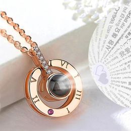 Pendant Necklaces Trendy Projection Necklace For Women Girls Love Memory Heart Couple Jewellery Valentine's Day Gift