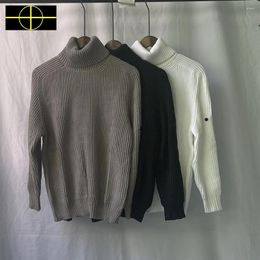Men's Sweaters High Quality Turtleneck Men Sleeve Patch Embroidery Knitted Women Cross Badge Pullovers