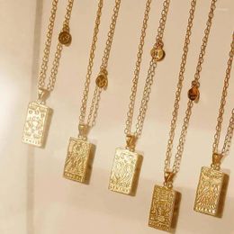 Pendant Necklaces Vintage Stainless Steel Square Horoscope 12 Constellations Necklace Female Male Zodiac Sign Collar