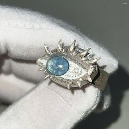 Wedding Rings Sexy And Charming Imitation Sapphire Eye Ring Long Eyelashes Advanced Design Sense Artistic Personality Temperament Jewelry