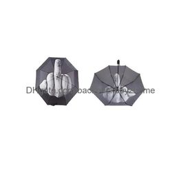 Umbrellas Women Umbrella Rain Black Middle Finger Men Windproof Folding Parasol Gc1671 Drop Delivery Home Garden Household Sundries Dhsfi