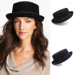 Berets Men Women Wool Pork Pie Hats Fedora Trilby Sunhat Street Style Classical Retro Caps Travel Outdoor Size US 7 1/4 UK L