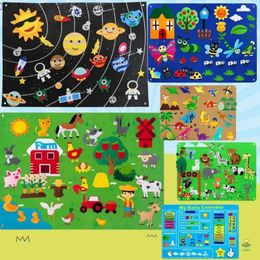 Sorting Nesting Stacking toys Farm Animals Felt Storey Board Montessori Flannel Storytelling Wall Hanging Busy Kids Early Learning Interactive Puzzle Toy Q231218