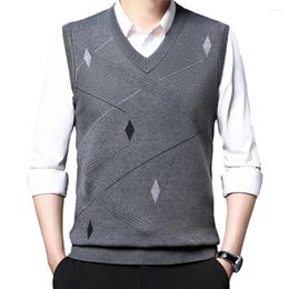 Men's Vests Casual Winter Thick Sweater Vest Knit Business Slim Fit Tank Tops Sleeveless Striped Pullovers Sweaters Male Clothing