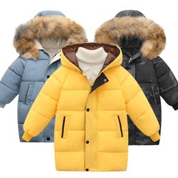 Down Coat Children s warm coat boys jacket for girls space shiny plus velvet girl boy long winter Overcoat children s 3 10T 231218