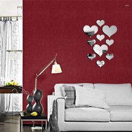 Wall Stickers 1 Set Gold Silver 3D Love Heart Mirror Sticker Decal For DIY Kids Room Home Decoration Party Wedding Decor