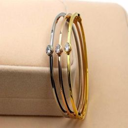 Fashion Round Crystal Buckle Thin Bracelet Bangle Rose Gold Color Stainless Steel Chrismas Women Party Gift181S