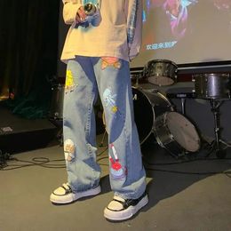 Jeans Unisex Cartoon Cute Hip Hop Fashion Loose Rock Jeans Haruku High Street Casual Funny Pant Streetwear