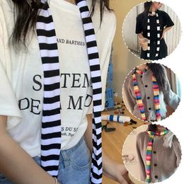 Scarves Black White Striped Scarf Long Y2K Women's Scarf Fashion Punk Striped Scarves Muffler Clothing Accessories Harajuku Decoration 231216