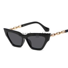 Sunglasses Cat Eye Vintage Sunglasses Woman Fashion Metal Chain Design Female Sun Glasses Candy Colours Retro Designer Oculos De Sol J231218