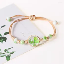 Charm Bracelets Fashion Simple Ceramic Bracelet For Women Men Enhance The Lucky Clover To Weave Jewelry Ins Style Manual Accessories