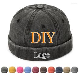 Berets Custom Free Hip Hop Cap For Men Denim Brimless Docker Hat Beanie Women Sailor Hats Breathable Summer Sun Visor Diy Logo Product