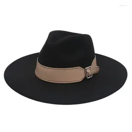 Berets 9.5cm Wide Brim Water Drop Top Women Fedora Hats Casual Winter Autumn Gentleman Felt Hat Men's Jazz Lady Elegant Dress