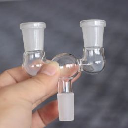 One turn two Glass Drop Down Dropdown double bowl adapter Hookahs 14mm 18mm male to female for Bong Water Pipes BJ