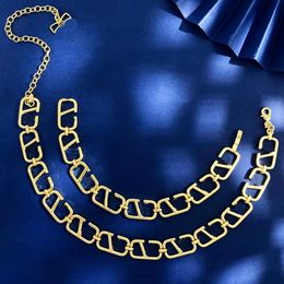 English letter splicing brass material design sense necklace bracelet earrings European and American fashion high-end light luxury style jewelry