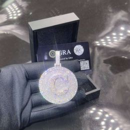Gioielli Hip Hop Ciondolo cubano personalizzato ghiacciato da uomo Argento sterling 925 Vvs Moissanite Diamante Numero Nome Iniziale
