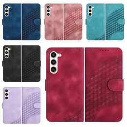 Sqaure Cube Leather Wallet Cases For Samsung S24 Ultra S23 FE Plus S22 A15 A05S A05 A54 A34 A24 A14 A13 ID Card Slots Holder Flip Cover Business Magnetic Pouch Strap