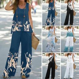 Women's Two Piece Pants 1 Set Simple Summer Women Suit Breathable Outfit Printing Casual Outfits Dress Up
