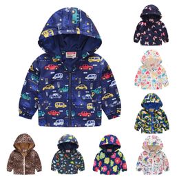 Jackets 2023 Kids Clothes Boys Children Hooded Zipper Windbreaker Baby Fashion Print Coat Infant Waterproof Hoodies For Girls 231218