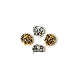 Alloy 100Pcs/Lot Alloy Leone Lion Head Beads Spacer Bead Charms Antique Sliver Plated Gold For Jewelry Diy Making 11X12Mm Drop Deliver Dhbsl