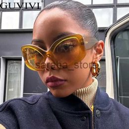 Sunglasses Vintage Cat Eye Sunglasses Woman 2023 Retro Irregular Mask Oversized Sun Glasses UV400 Shades Glasses Brand Designer Y2K Goggles J231218