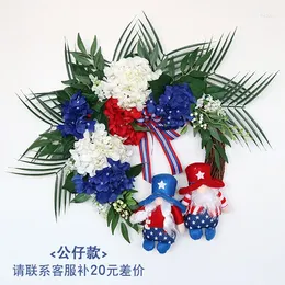 Decorative Flowers Artificial Garland Window Decor Spring Wreath Patriotic Door Hanging American 4th Of July