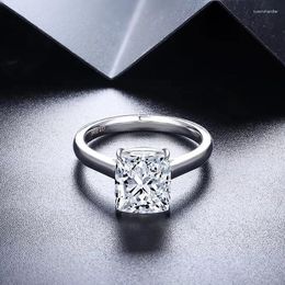 Cluster Rings Fine Jewellery 3.0Ct Imitation Diamond Wedding Ring Designs Single Stone Party Square 925 Silver For Women