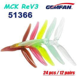 Other Toys 24pcs 12 pairs Gemfan 51366 5inch 3 Blade Tri Blade Propeller Props FPV Brushless motor For Racing Drone 5 Colours 51 6 231218