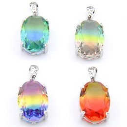 oval vintage rainbow pendants tourmaline crystal rhinestone silver wedding women 925 sterling silver necklace pendants 1318mm279U