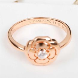 Top C Pure 925 Sterling Silver Jewelry For Women Camellia Rose Rings Diamond Wedding Jewelry Engagement Rose Gold Flower Luxury290I